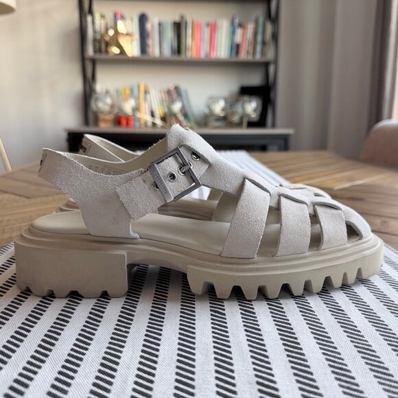 All Saints Nessa logo-patch leather sandals size 38 - Picture 8 of 11